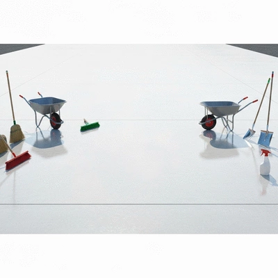 Clean concrete surface with maintenance tools