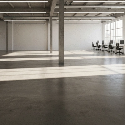 Industrial workspace with concrete flooring