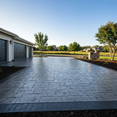 Beautifully designed concrete driveway