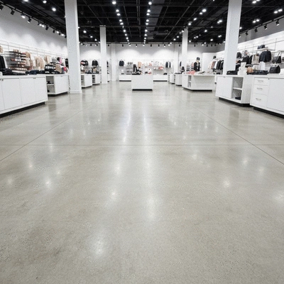 Polished concrete flooring in a retail environment
