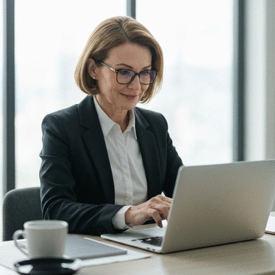 User analyzing keyword performance on laptop