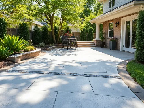 Modern residential driveway and patio
